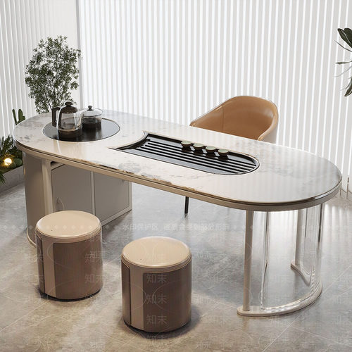 木林世家意式极简中岛台茶桌客厅