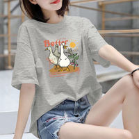 Pure cotton loose short-sleeved women's T-shirt, large size versatile, casual and slimming, new summer Korean-style half-sleeved top thumbnail 4