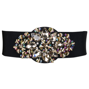 外穿腰封女士装饰松紧弹力宽水钻腰带配裙子大衣毛衣时尚百搭束腰