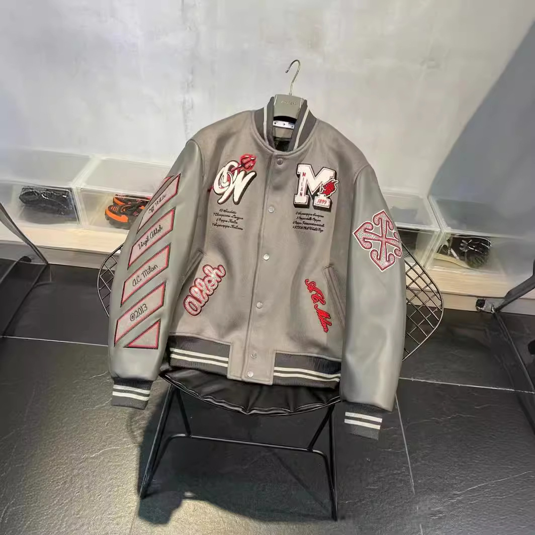 春秋季美式复古刺绣赛车服男女v