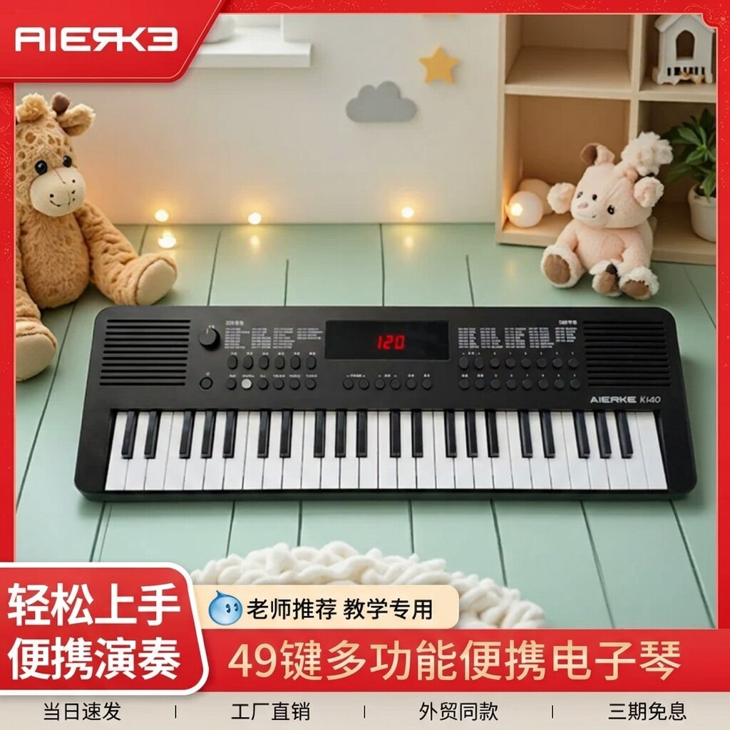 爱尔科49键电子琴儿童入门初学者成年专业幼师教学便携式家用K140