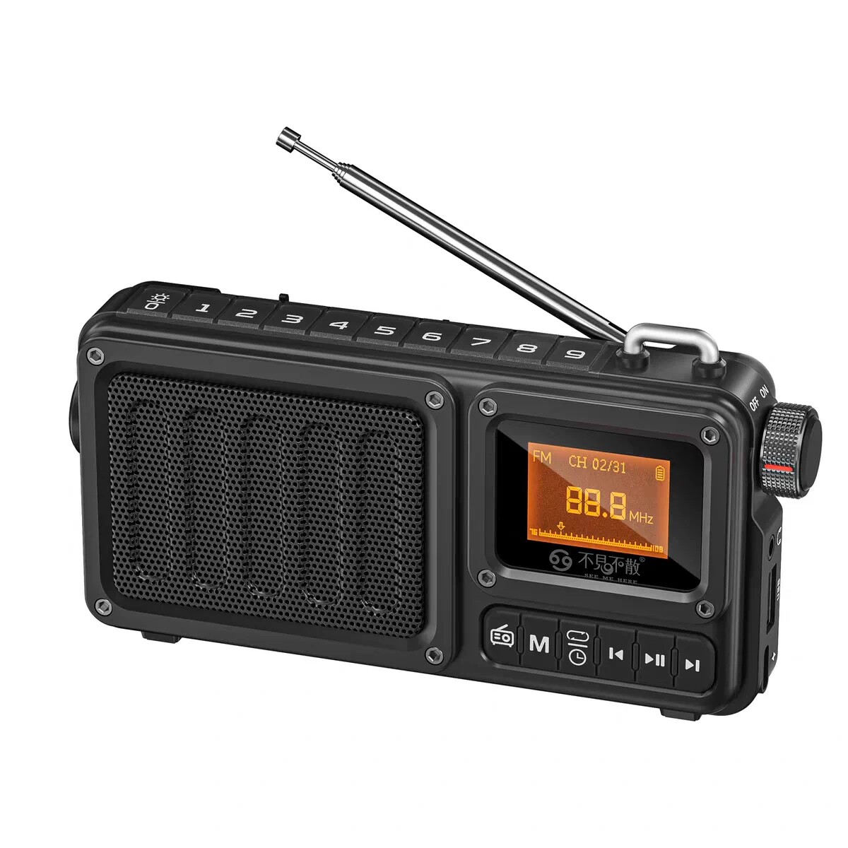 不见不散BV820F插卡蓝牙音箱手电筒定时关机老人收音随身听播放器