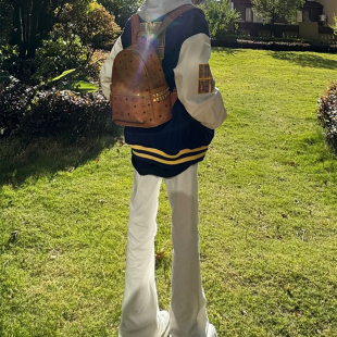 美式 炸街长袖 刺绣字母潮牌拼PU皮夹克 设计感毛呢拼接外套男士 春季