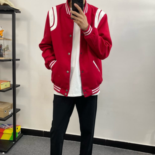 显瘦高街美式 痞帅潮流修身 毛呢子外套宽松拼接夹克男 网红同款 秋季