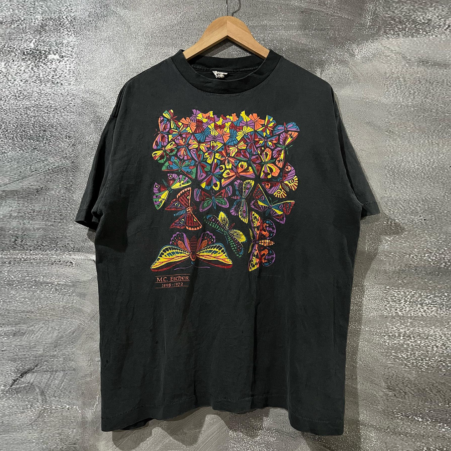 M.C. Escher艺术主题短袖T恤潮流落肩美式复古Cityboy插画小领口