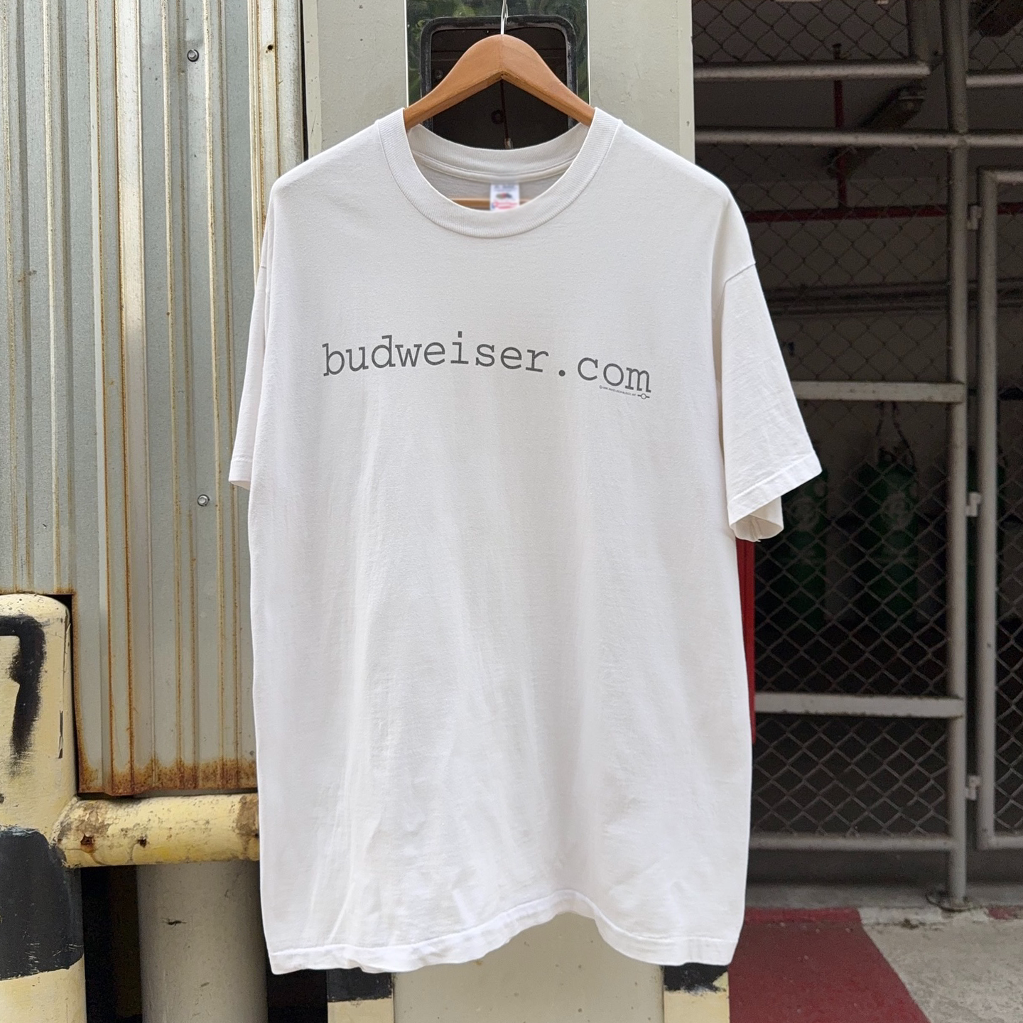 Budweiser主题极简美式vintage古着字母创意oversize潮牌短袖T恤