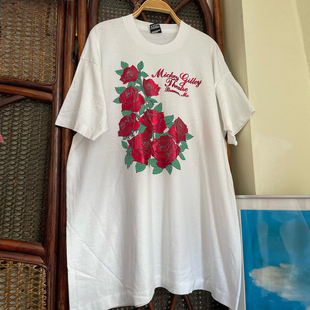 MickeyGilleyTheatre玫瑰印花短袖 潮 T恤oldschool学院风纯棉半袖