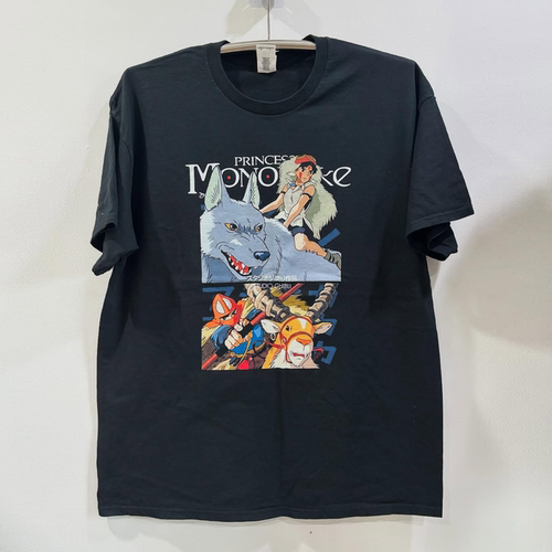 Princess Mononoke经典动画做旧质感短袖T恤美式复古chic嘻哈tee