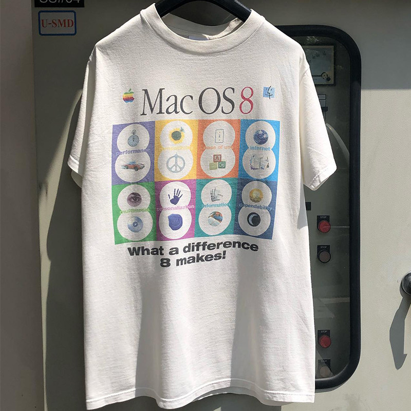Apple Mac OS 8系统程序员vintage复古潮流慵懒风短袖男女纯棉T恤
