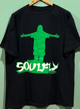 Soulfly飞灵重摇滚乐队短袖T恤chic潮牌小领口美式重磅复古棉tee