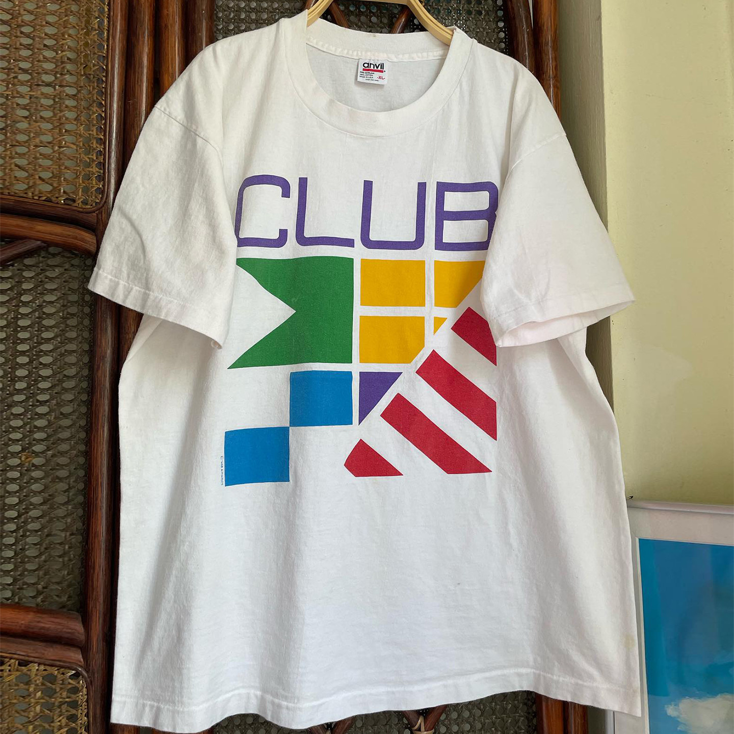 CLUB几何色块创意潮牌半袖T恤Cityboy阿美咔叽风重磅纯棉质感半袖