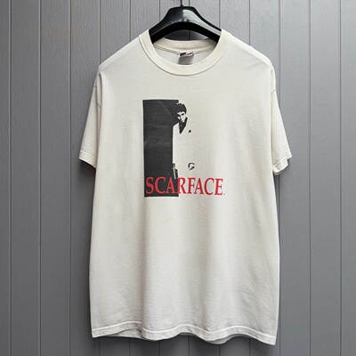 Scarface电影美式复古慵懒风oversize潮流落肩chic嘻哈短袖T恤