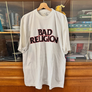 oversize字母创意T恤男 复古高街风半袖 Bad Religion乐队极简美式