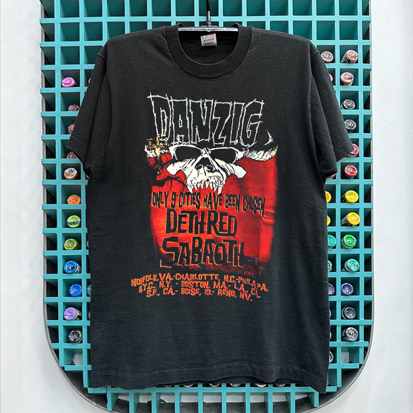 Danzig乐队哥特摇滚短袖T恤美式vintage古着字母创意痞帅潮牌半袖