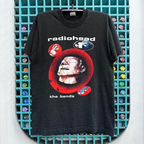 Radiohead摇滚乐队做旧水洗质感vintage古着宽松高级感短袖T恤潮