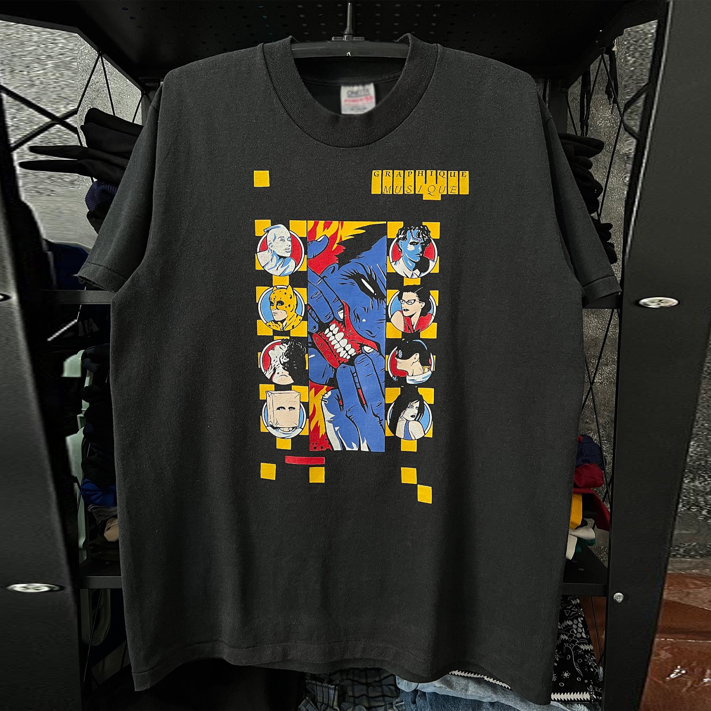 GRAPHIQUE MUSIQUE美式复古漫画短袖T恤post-punk休闲暗黑情侣装