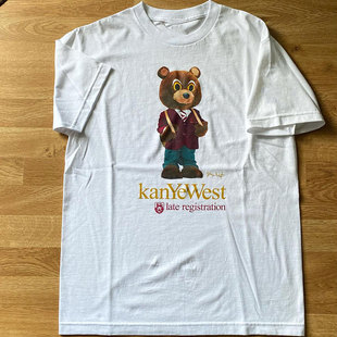 kanyewest侃爷辍学熊系列潮牌高街雅痞风cityboy重磅嘻哈短袖T恤