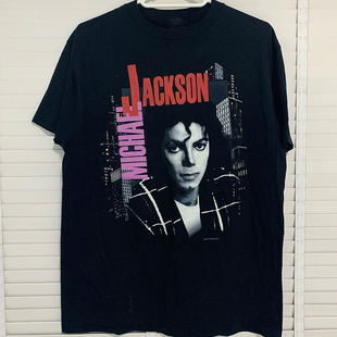chic嘻哈古着小领口T恤 摇滚短袖 Michael Jackson迈克尔杰克逊经典