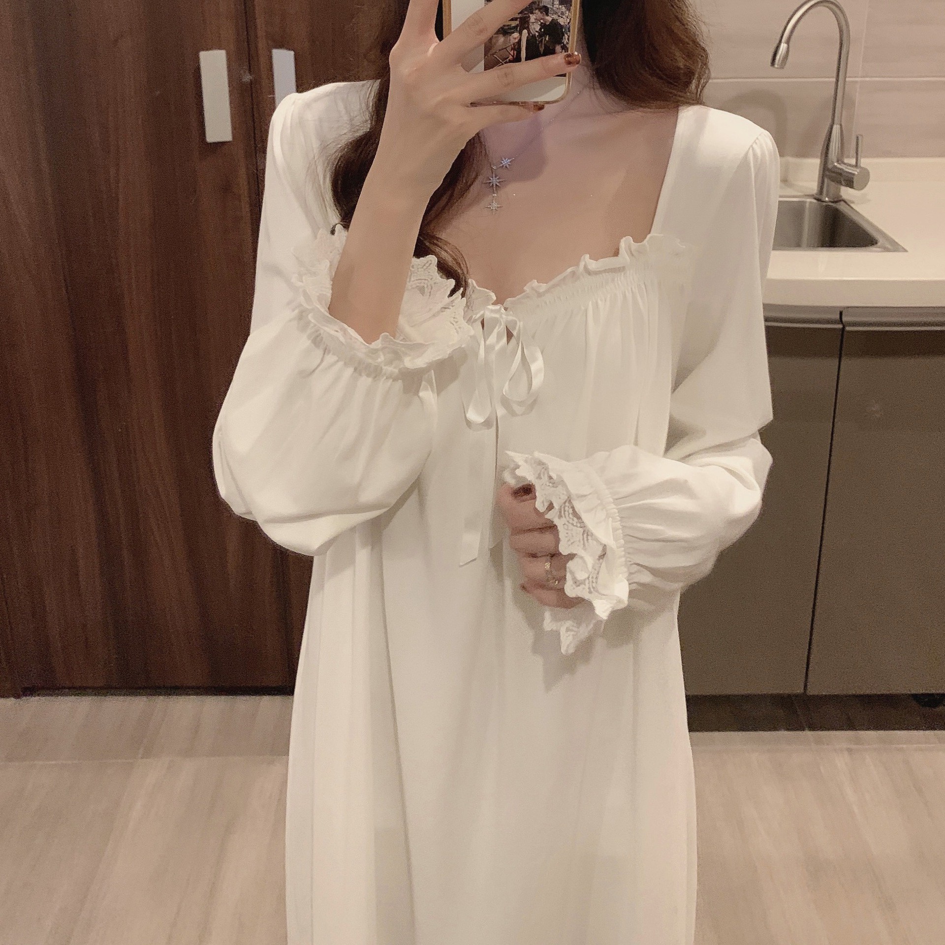 纯棉性感法式睡裙家居服