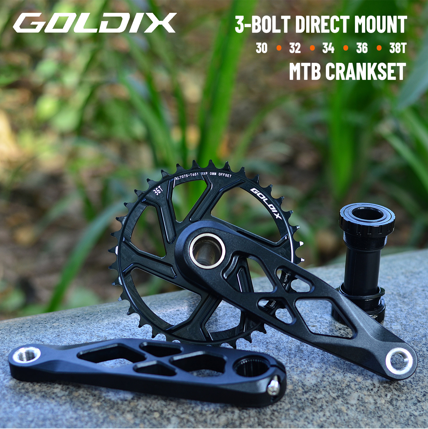 GOLDIX cm20山地车曲柄165/170/175mm中空一体自行车曲柄GXP牙盘