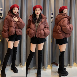 【漫步茶茶】616泡芙云朵感连帽短款保暖羽绒服外套含90%白鸭绒