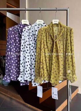 【堂家TXQ】C6035春装长袖衬衫泉熙正品花衬衣波点