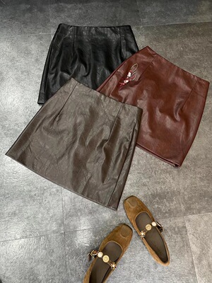 【熙藤叶】25306高品质PU皮A字短裙正品Heevine