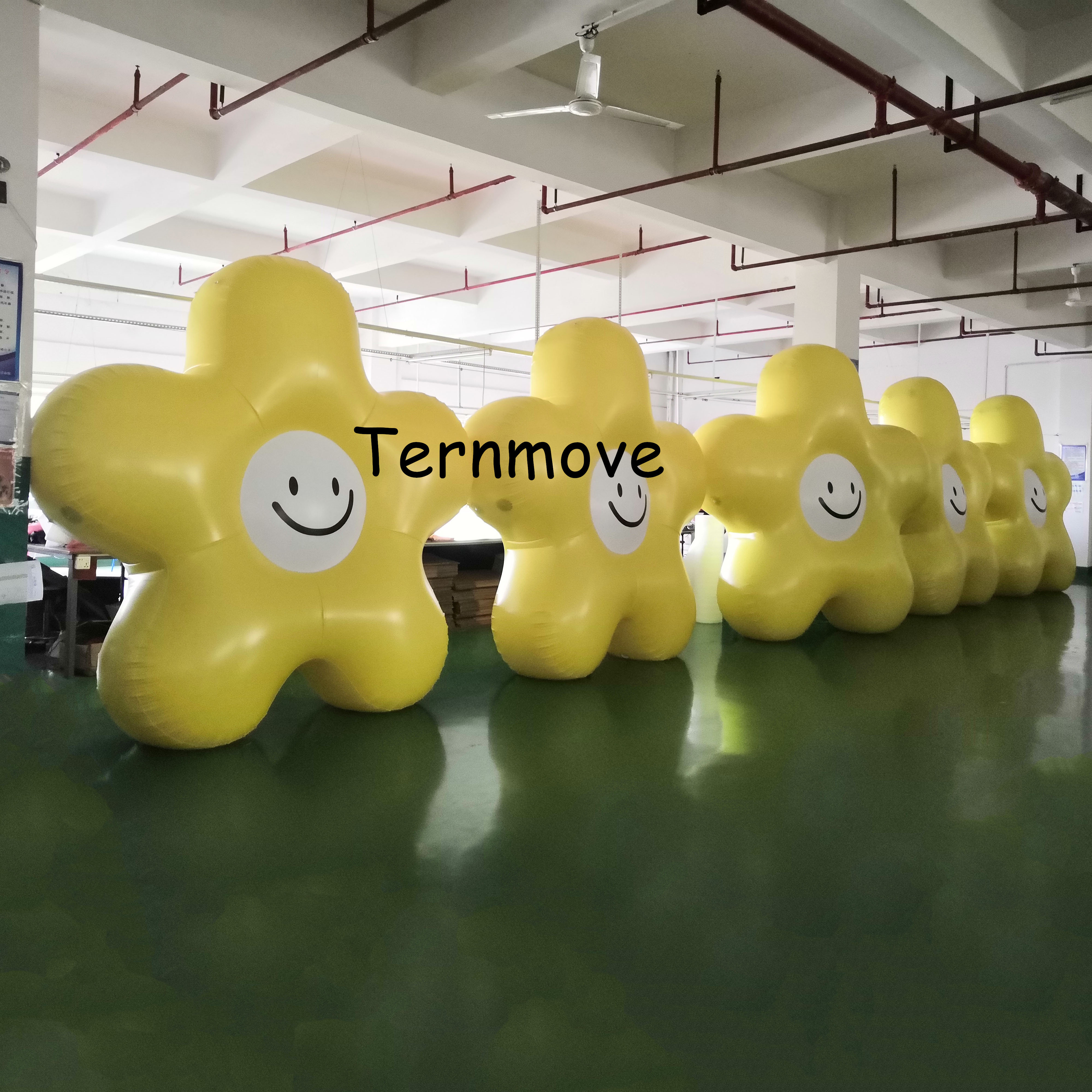 充气pvc花气模美陈黄色笑脸花卉植物朴言花开艺术节市集户外活动