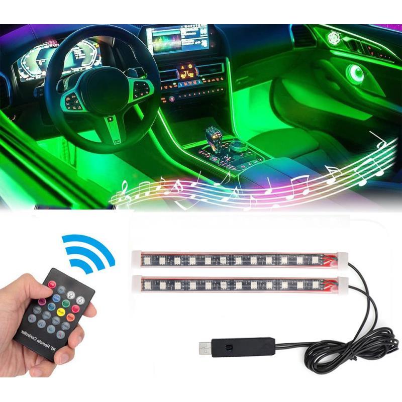 汽车车内usb脚底氛围灯声控感应led车载内饰无线免改装声控节奏灯