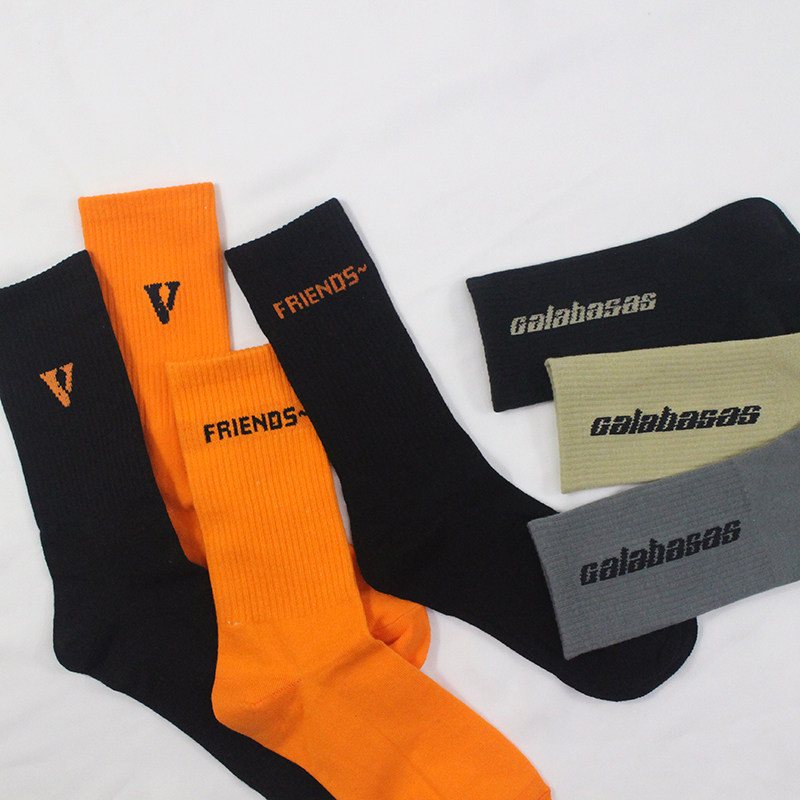 侃爷calabasas欧美街头潮流嘻哈yeezy长袜子男女vlone中筒袜潮牌