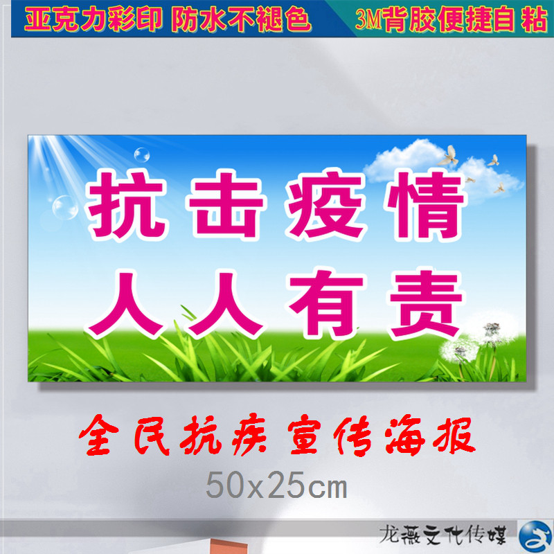 预防新型冠状病毒抗击疫情人人有责亚克力海报宣传贴画