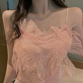 超仙设计感流苏羽毛短款 2024夏季 新款 小吊带背心女外穿内搭上衣潮