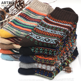 个性袜子男袜毛线袜加厚保暖羊毛袜粗线中筒袜秋冬舒适秋冬季男款