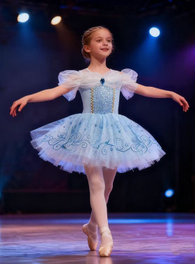 儿童艾莎芭蕾裙女开档演出服考级纯棉芭蕾舞舞蹈裙Ballet Dress