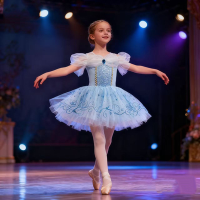 儿童艾莎芭蕾裙女开档演出服考级纯棉芭蕾舞舞蹈裙Ballet Dress