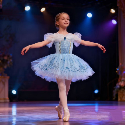 儿童艾莎芭蕾裙女开档演出服考级纯棉芭蕾舞舞蹈裙Ballet Dress