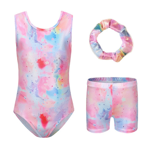 儿童艾莎雪花烫金芭蕾练功服女童长袖体操服春秋连体服