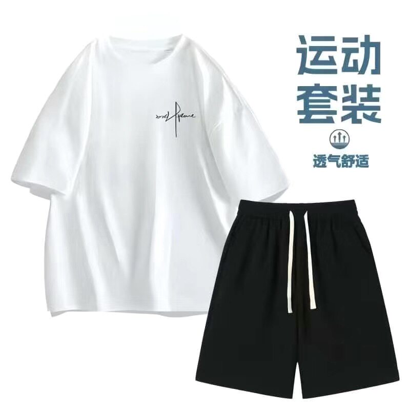 夏季套装男t韩版五分袖运动短裤