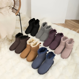 澳洲EVERAU宝藏少女蝴蝶结雪地靴羊皮毛一体保暖防滑防泼水EA3005