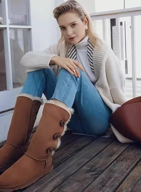 澳洲TASMAN AUS羊皮毛一体高筒三扣长靴百搭防滑保暖雪地靴990873