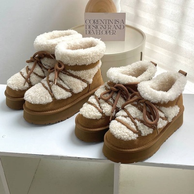 澳洲EVERAU羊羔毛厚底羊毛雪地靴