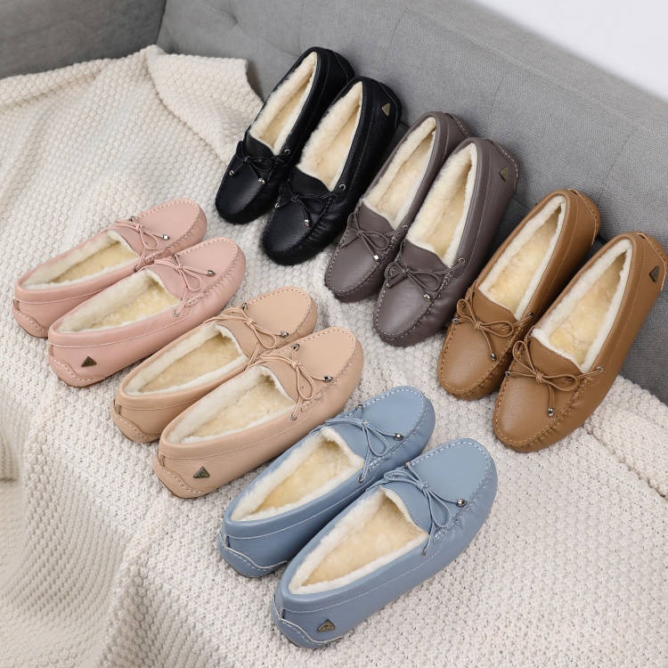 澳洲EVERAU羊毛懒人乐福鞋豆豆鞋