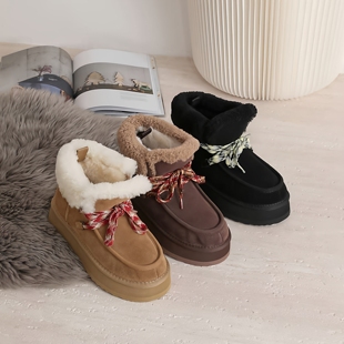 澳洲EVERAU雪地靴增高防水台羊毛内里系带厚底翻毛雪地靴EA3011