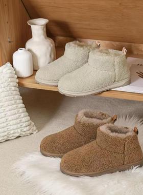澳洲EVERAU泰迪毛茸茸羊皮毛一体雪地靴冬季新款女靴短靴EA3147