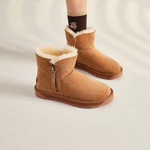 澳洲TASMAN AUS男女保暖雪地靴羊毛皮毛一体侧拉链迷你雪地靴5863