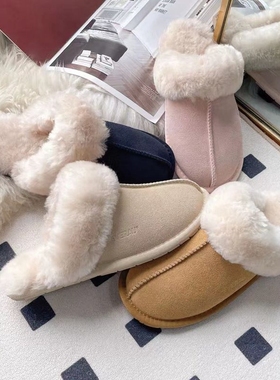 EVERAU澳洲羊皮毛一体秋冬男女士居家羊毛拖鞋半包鞋休闲2026现货
