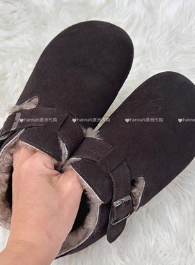 EVERAU澳洲2025厚底勃肯鞋女外穿一脚蹬纯羊毛懒人鞋一字拖鞋7089