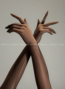 辣妹日记CL「滑」超滑高密油亮巧克力丝袜分指手套性感黑丝cos女