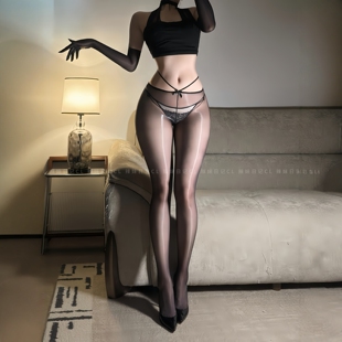 辣妹日记CL「邂逅」蝴蝶结细带腰边超薄极光油亮丝袜性感连裤 袜女