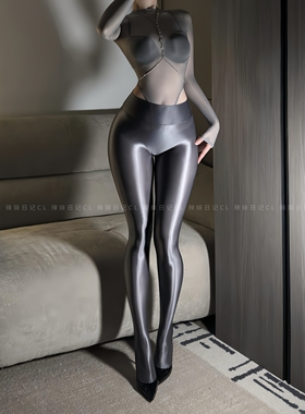 辣妹日记CL「缎」光泽裤缎光健美紧身舞蹈竖线油亮性感丝滑连裤袜